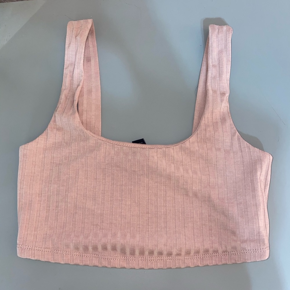 Forever 21 nude pink ribbed crop top